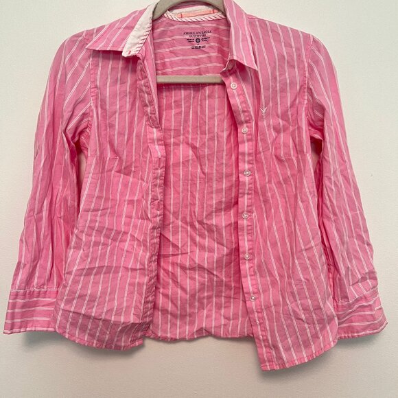 American Eagle pink button up size 0 - Picture 1 of 3
